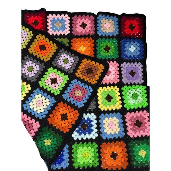 Vintage Hand Crocheted granny squares Coverlet Afghan 50" sq. - Picture 6 of 6
